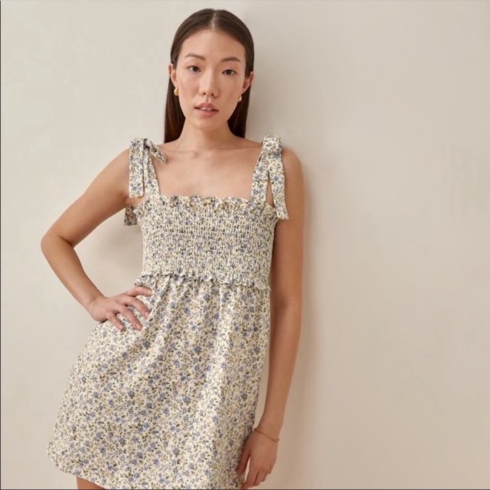 New Reformation Dawson dress in Pixie blue floral Small - Picture 3 of 10